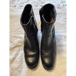 Harley Davidson Motorcycle Black Leather Zip Ankle Boots Women 8.5